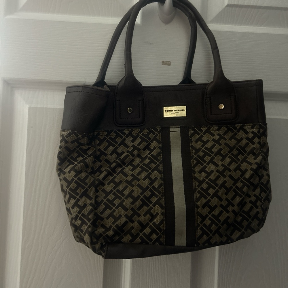 Tommy Hilfiger Brown and Tan Tote Bag